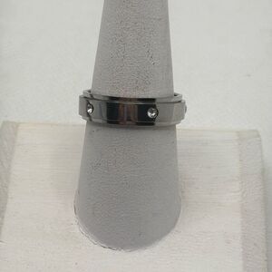 Brand New!! Size 8 Stainless steel plated eternity spinner fidget ring with zirc